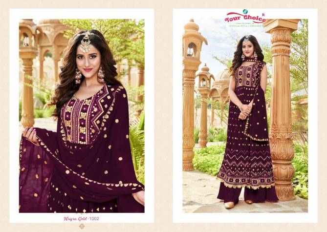 Your Choice Nyraa Gold Heavy Wedding Wear Wholesale Georgette Suits Catalog